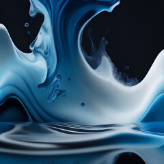 abstract liquid wave - dark blue and white background - abstract background - Generative AI