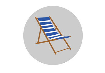 Icono de hamaca de playa con estampado de rayas en blanco y azul. 