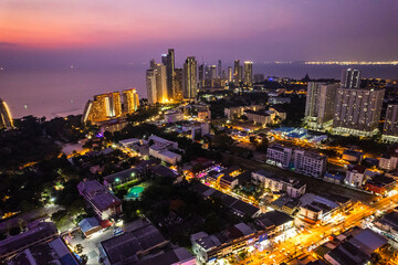Fototapeta premium Aerial view of Pattaya, Bang Lamung District, Chon Buri, Thailand