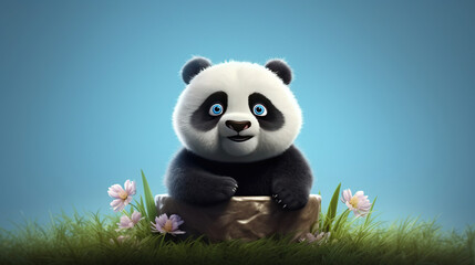 3d illustration of a funny cute panda