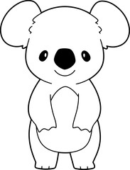 Koala vector illustration. Black and white Koala coloring book or page for children