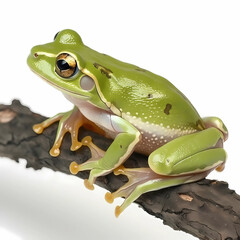 Obraz premium Tree frog (Hyla arborea), white background, AI generated