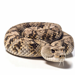Obraz premium Rattlesnake (Crotalus adamanteus), white background, AI generated