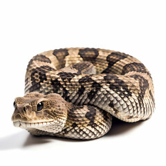 Fototapeta premium Rattlesnake (Crotalus adamanteus), white background, AI generated