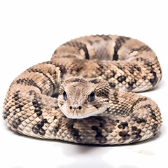 Obraz premium Rattlesnake (Crotalus adamanteus), white background, AI generated