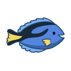 Blue Surgeonfish Underwater wildlife creature isolated vector illustration