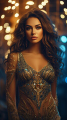 beautiful fairytale woman in a sparkling dress