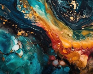 natural luxury abstract fluid art painting in alcohol ink technique. abstract background. generative ai