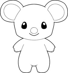 Koala vector illustration. Black and white Koala coloring book or page for children