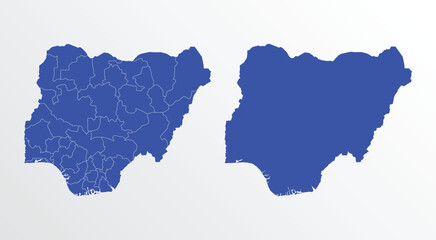 Nigeria map vector illustration. blue color on white background