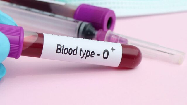 Blood type O Rh positive test, blood sample to analyze in the laboratory, blood in test tube