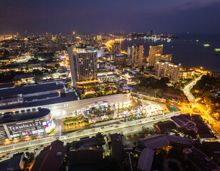Fototapeta premium Aerial view of Pattaya, Bang Lamung District, Chon Buri, Thailand