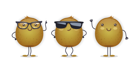 Kiwi Character with Various Face Expressions