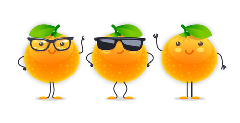 Orange Character with Various Face Expressions