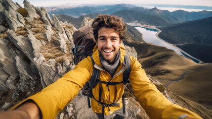 Generative AI - The Adventurous Man: Hiking Through Nature with a Backpack