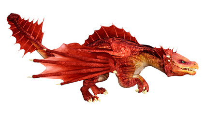 3D Rendering Fairy Tale Dragon on White