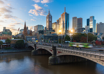 Melbourne Southbank Golden Hour Cityscape