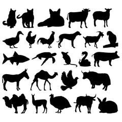 Set Of Domestic Animal Silhouettes