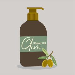 Illustration Shower Gel With Olive