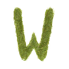 Letter W green font alphabet A-Z letter image in PNG isolated on transparent background