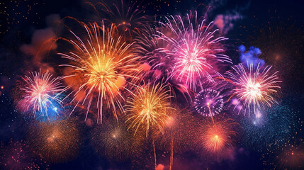 Fototapeta premium Fireworks in the night sky generative ai