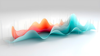 multi-colored volumetric smooth charts on a white background, generative ai