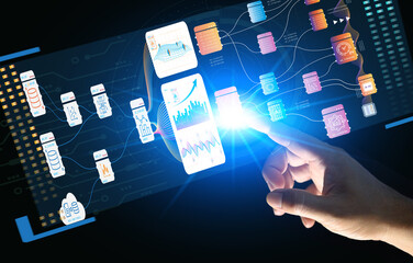 Data Analytic Dashboard Big data collection conceptinternet network connection, futuristic innovation technology background
