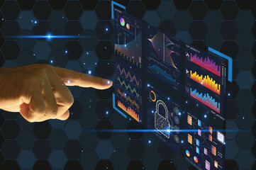 Data Analytic Dashboard Big data collection conceptinternet network connection, futuristic innovation technology background