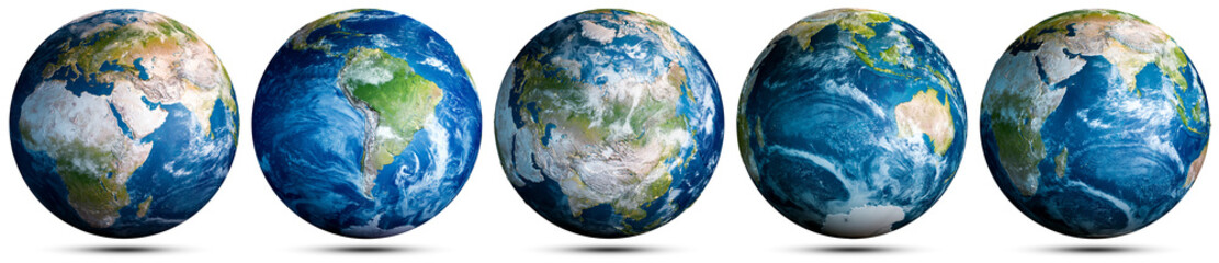 Earth globe world map set - obrazy, fototapety, plakaty