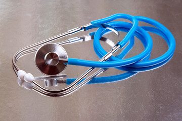 stethoscope on a dark background. heart rate medical instrument