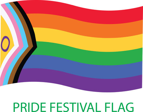 Flag of LGBTQ Progress Pride with intersex inclusion. Pride month. Festival.