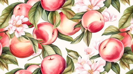 A Seamless pattern of peaches in watercolor was created for BA - generative ai.