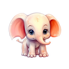 Pastel Orange Baby Elephant Ai Generative
