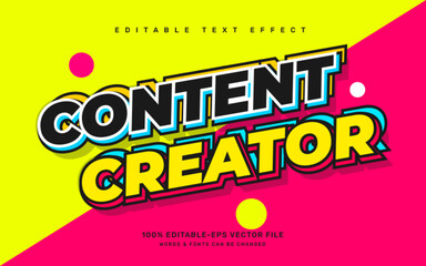 Content creator editable text effect template
