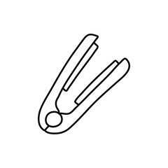 Hair straightener icon. Flat iron sign. Hand drawn doodle illustration