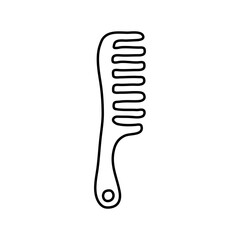 Doodle hair comb isolated on a white background. Hand drawn, simple outline illustration