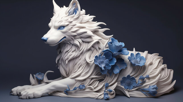 3d render illustration of a wolf