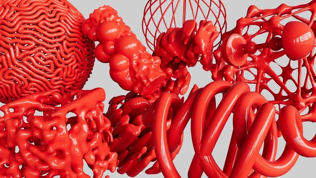 Abstract Glossy Red Plastic Thingies Composition