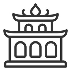 Thai style building  - icon, illustration on white background, outline style