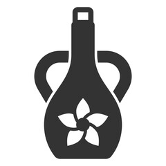 Jug of water and lotus flower  - icon, illustration on white background, glyph style