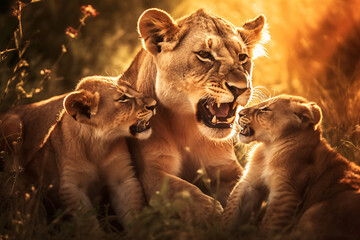 Famille de lion