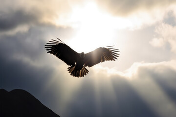 Obraz premium big andean condor flying on background