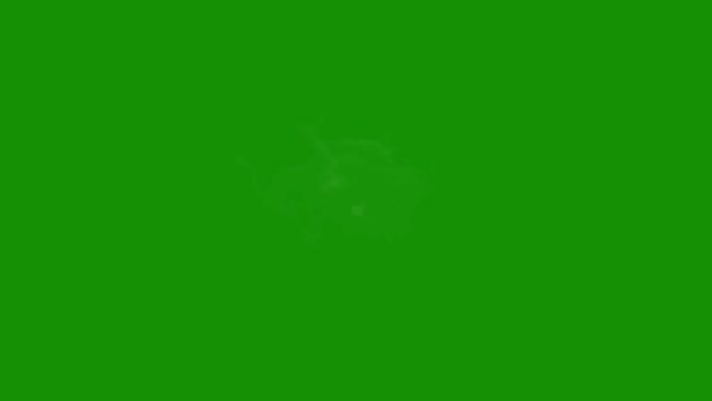 cloud emitting lightning isolated on green screen background