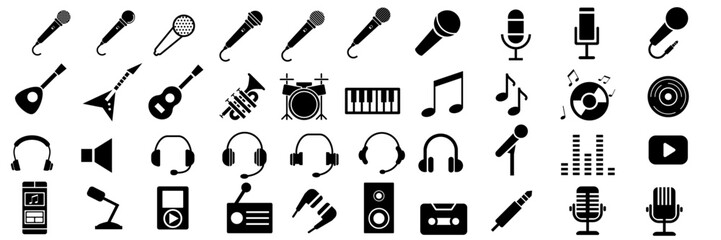 Fototapeta Vector icon illustration collection about simple music and musical instruments obraz