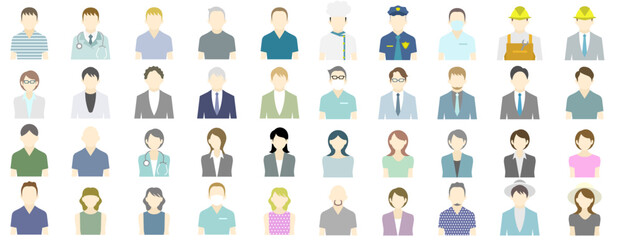 A collection of simple illustrations suitable for business scenes for people of various occupations.