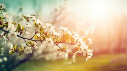 Beautiful cherry tree with tender flowers. Amazing spring blossom, pink cherry blossom, spring flowers background, spring blossom in the garden, Generative AI