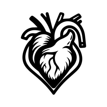 Heart icon isolated on white background. Vector medical heart logo. Line art of people heart, vector illustration.