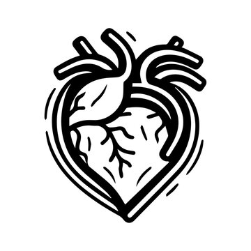 Heart icon isolated on white background. Vector medical heart logo. Line art of people heart, vector illustration.