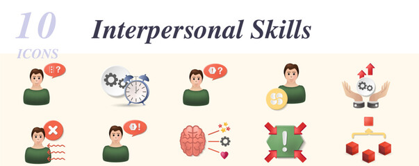 Interpersonal skills set. Creative icons: pattern recognition, working memory, selective attention, cognitive flexibility, processing speed, inhibitory control, sustained attention, cognitive