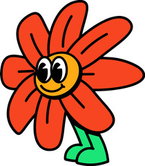Cute Flower Retro Cartoon Illustration